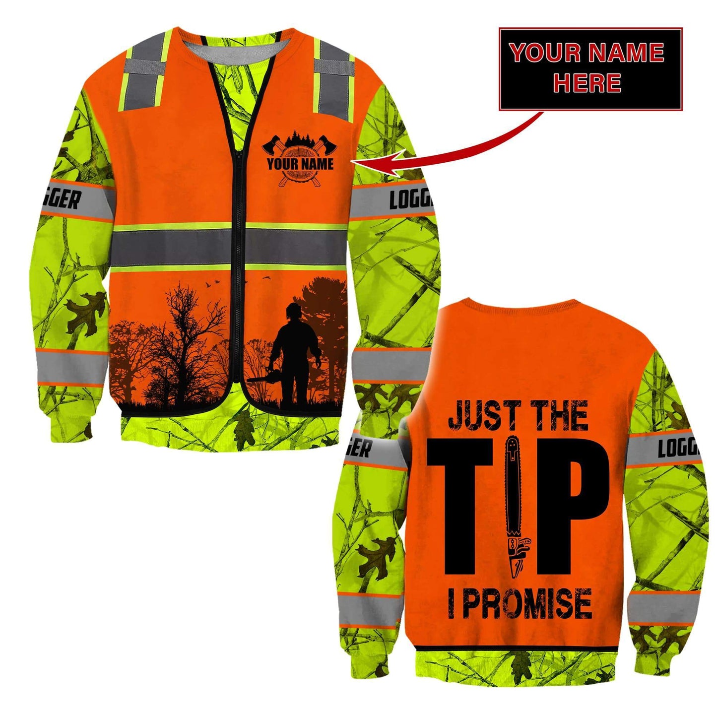 3D Chainsaw Logger Custom Name Unisex Shirts