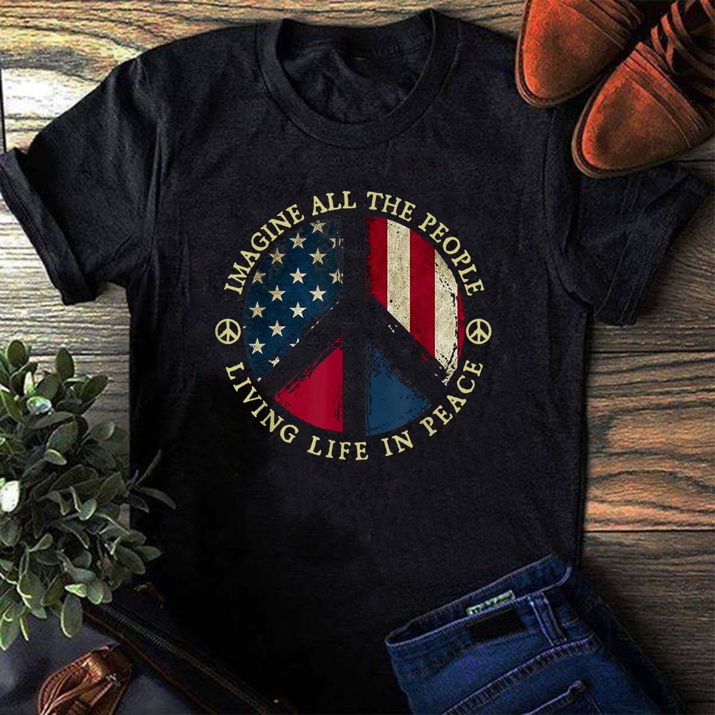 Imagine all the People living life in Peace, Hippie - Men and Women premium cotton Shirt
