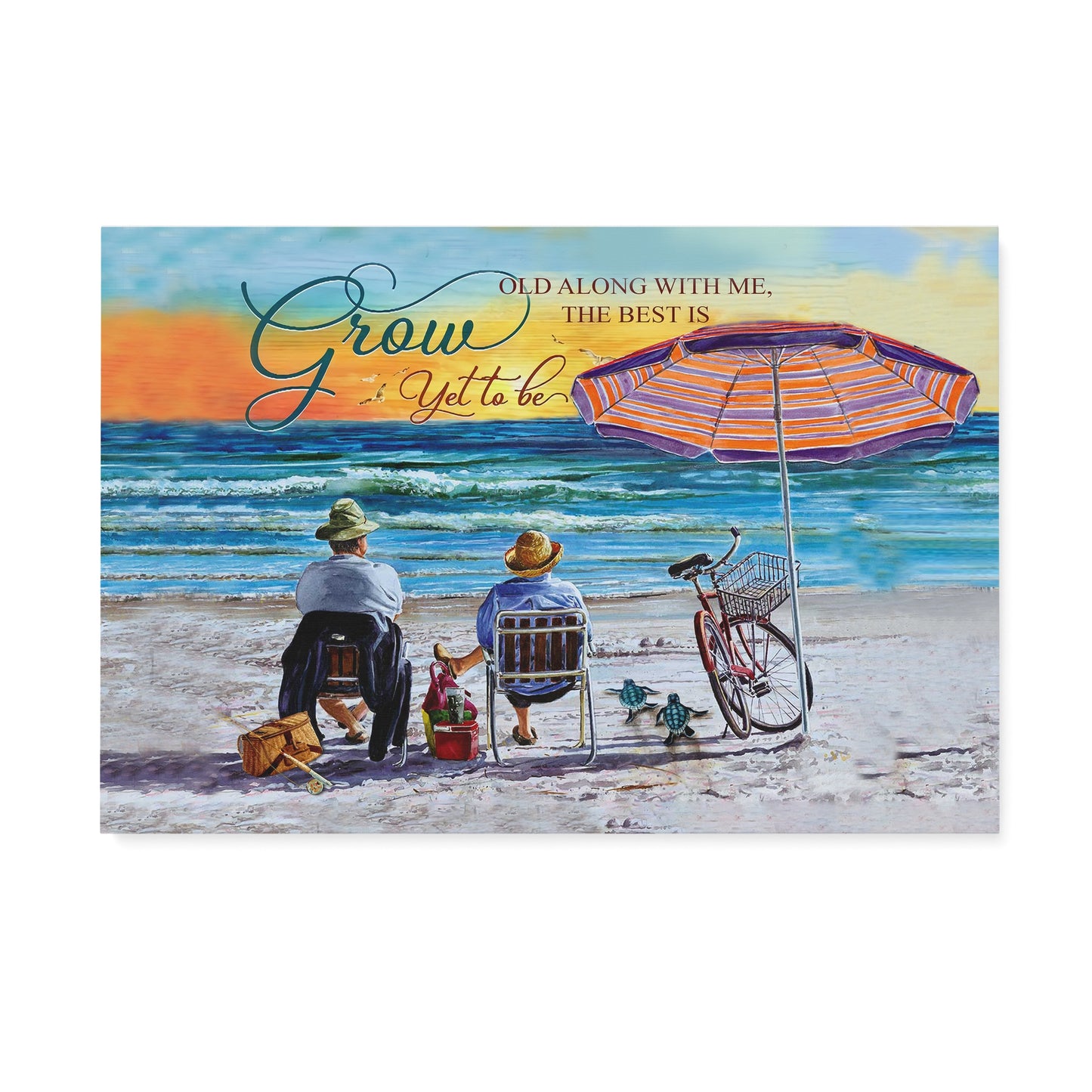 Canvas Wall Art Print Wall Decor - Beach- Turtle - Grow Along With Me The Best Is Yet To Be XT