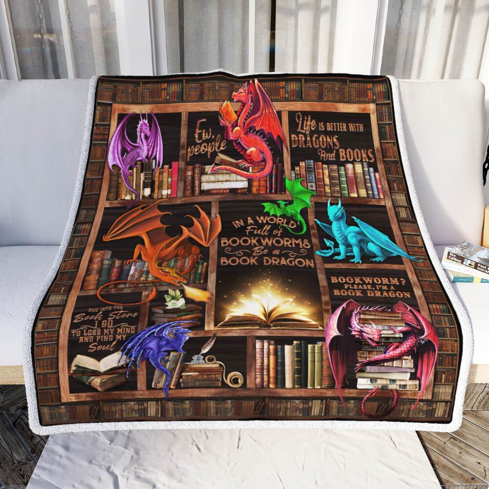 Be A Book Dragon Throw Blanket