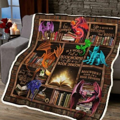 Be A Book Dragon Throw Blanket