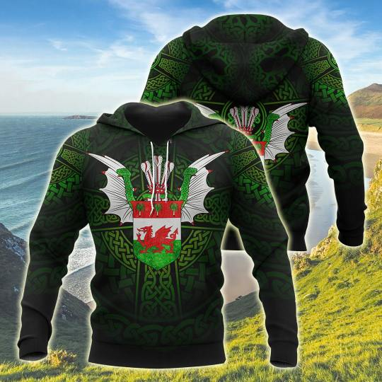 WALES RAGLAN SLEEVE RED DRAGON ALL OVER PRINT HOODIES FOR MAN AND WOMEN PL14032002 - Amaze Style™-Apparel