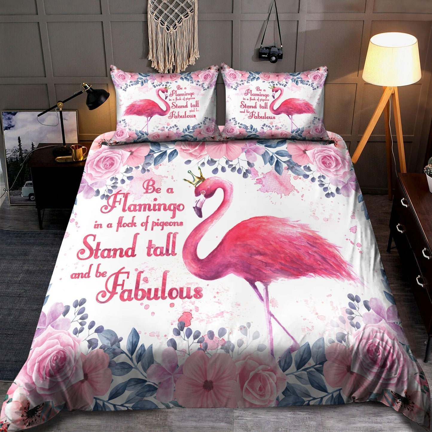 Be A Flamingo Stand Tall And Fabulous Bedding Set HHT2208201-MEI