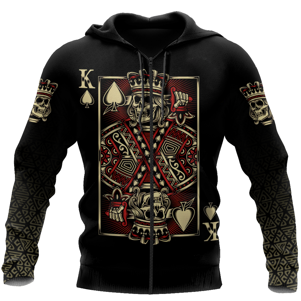 Beautiful Poker Skull Hoodie For Men And Women MEI