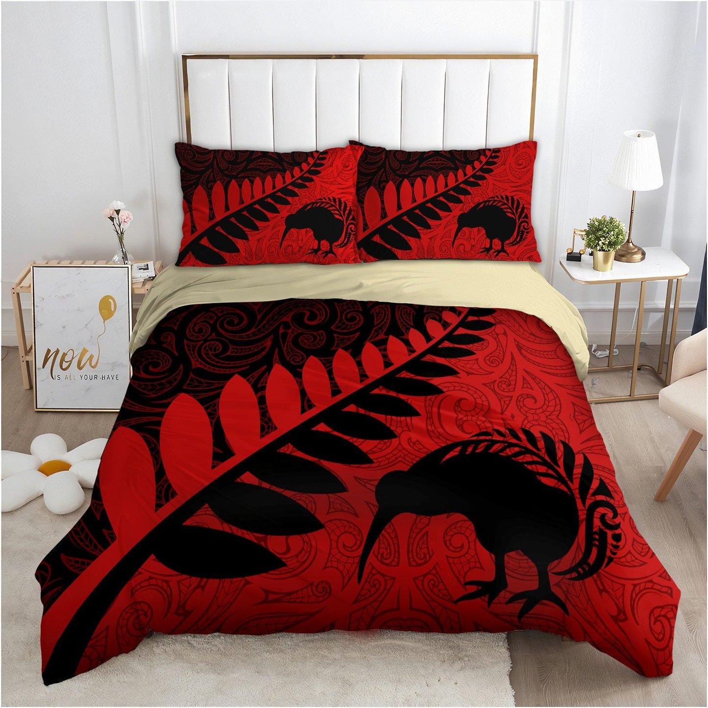 Aotearoa Maori Manaia Silver Fern 3D All Over Printed Bedding Set