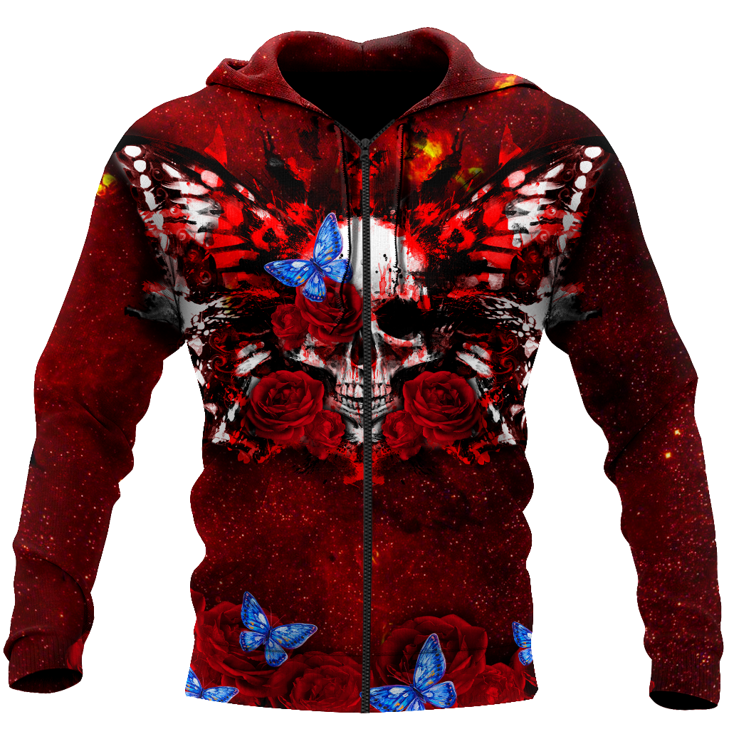 Butterfly love Skull red 3D all over printed for man and women QB05312002