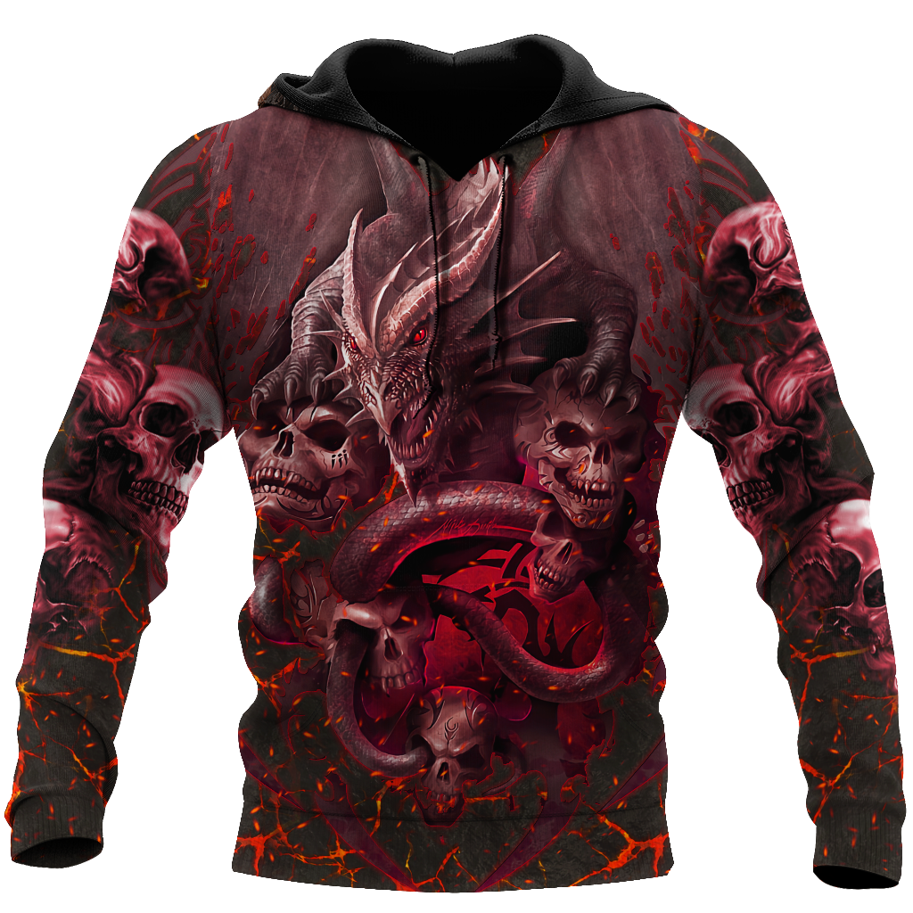 Amazing Skull Dragon All Over Printed Hoodie For Men And Women MEI