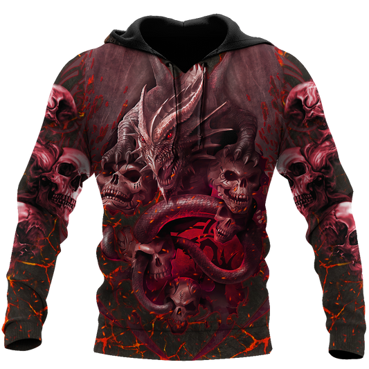 Amazing Skull Dragon All Over Printed Hoodie For Men And Women MEI