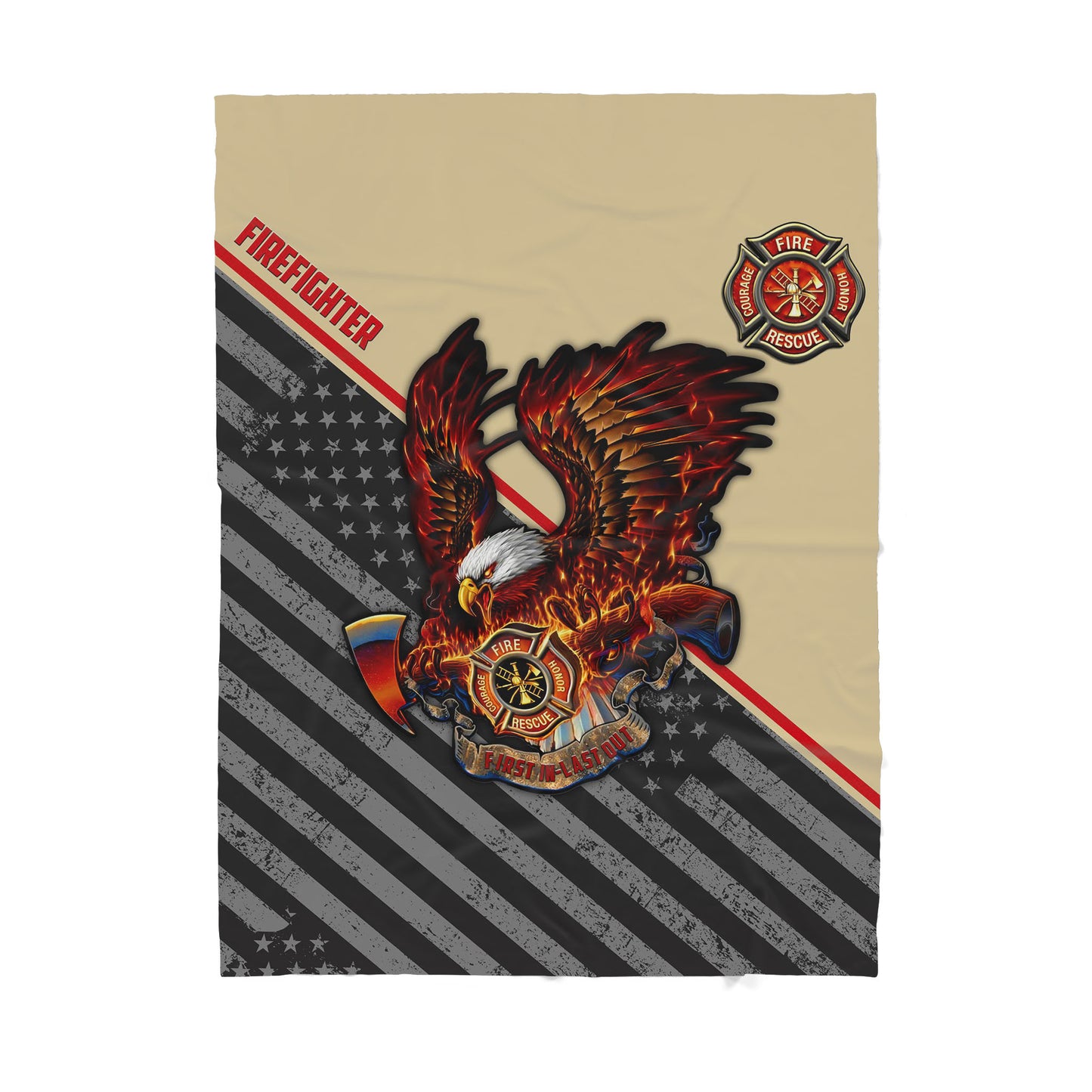 American Firefighter Eagle Sherpa Blanket - Best Gift for Fireman