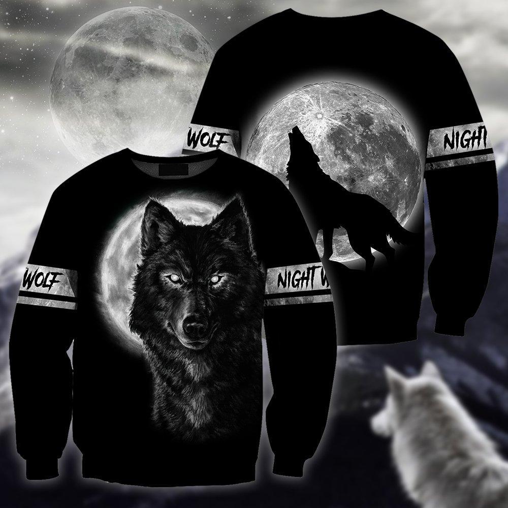 Wolf in Moon 3D All Over Printed Shirt for Men and Women