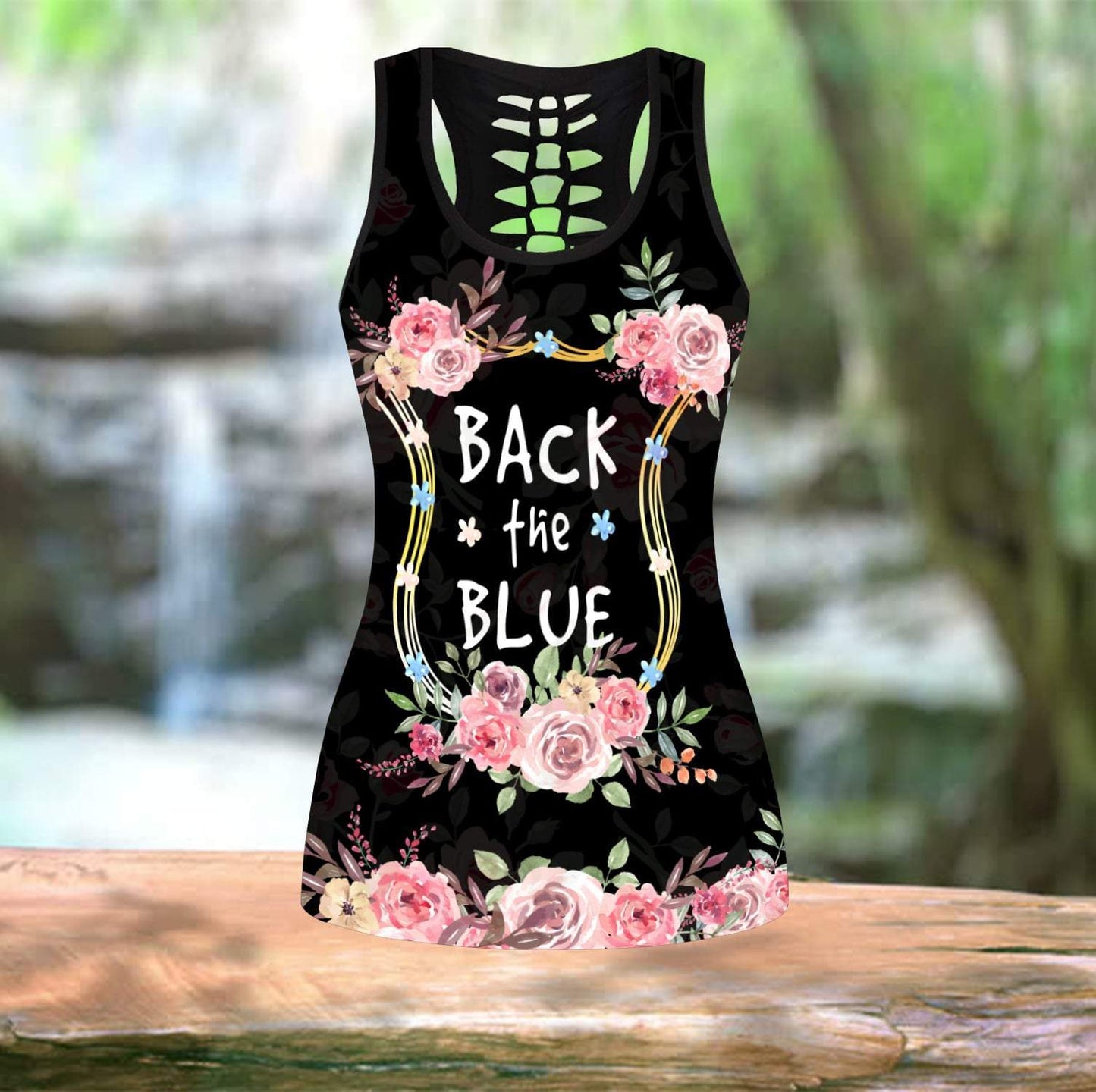 Back The Bue Combo Tank Top + Legging QB07042001