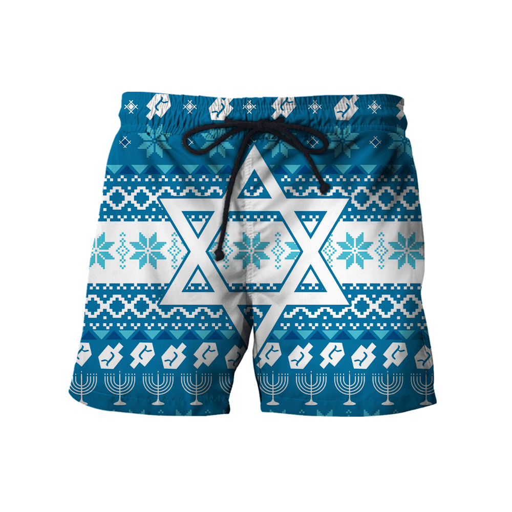 Blue Pattern Star Of David Hanukkah Hoodie MEI