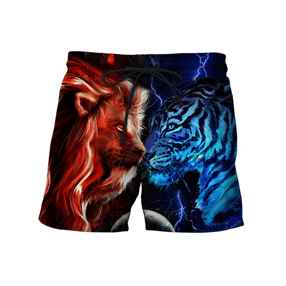 Tiger vs Lion Galaxy Thunder Over Printed Shirt For Men and Women