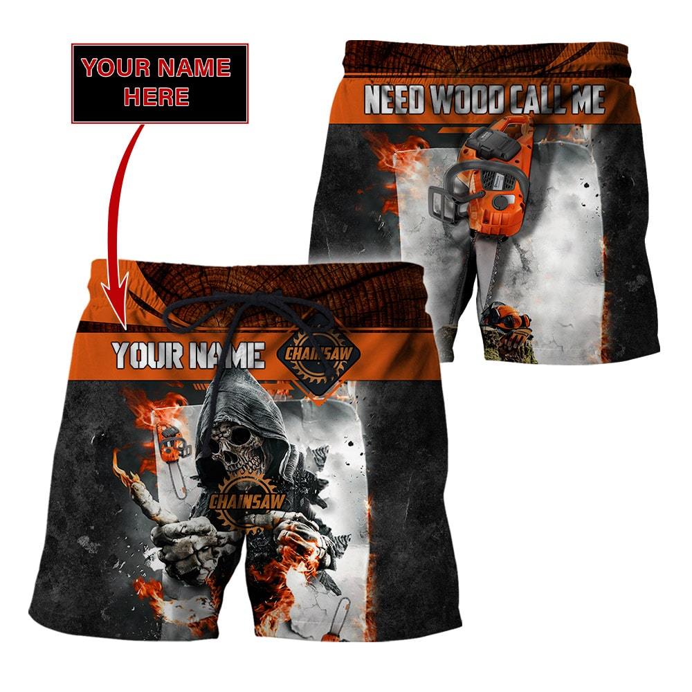 3D Chainsaw Skull Custom Name Unisex Shirts