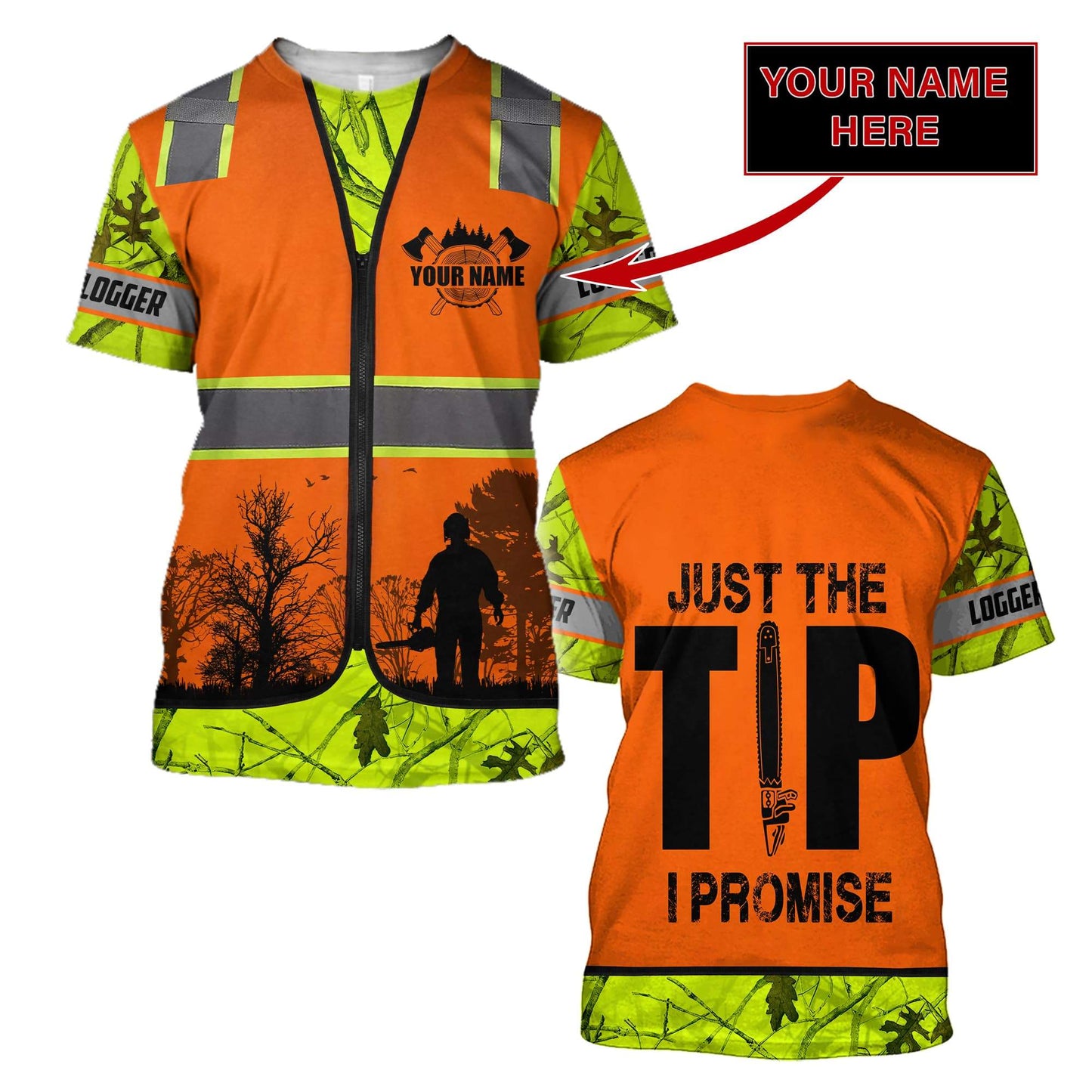 3D Chainsaw Logger Custom Name Unisex Shirts
