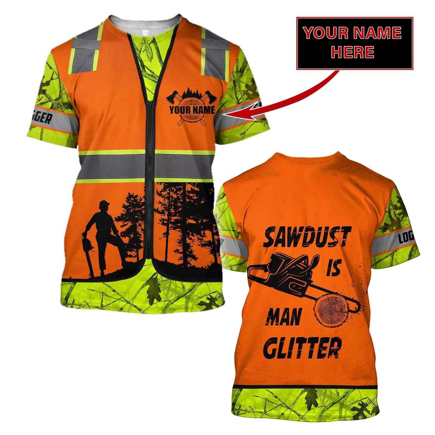 3D Chainsaw Logger Quotes Custom Name Unisex Shirts
