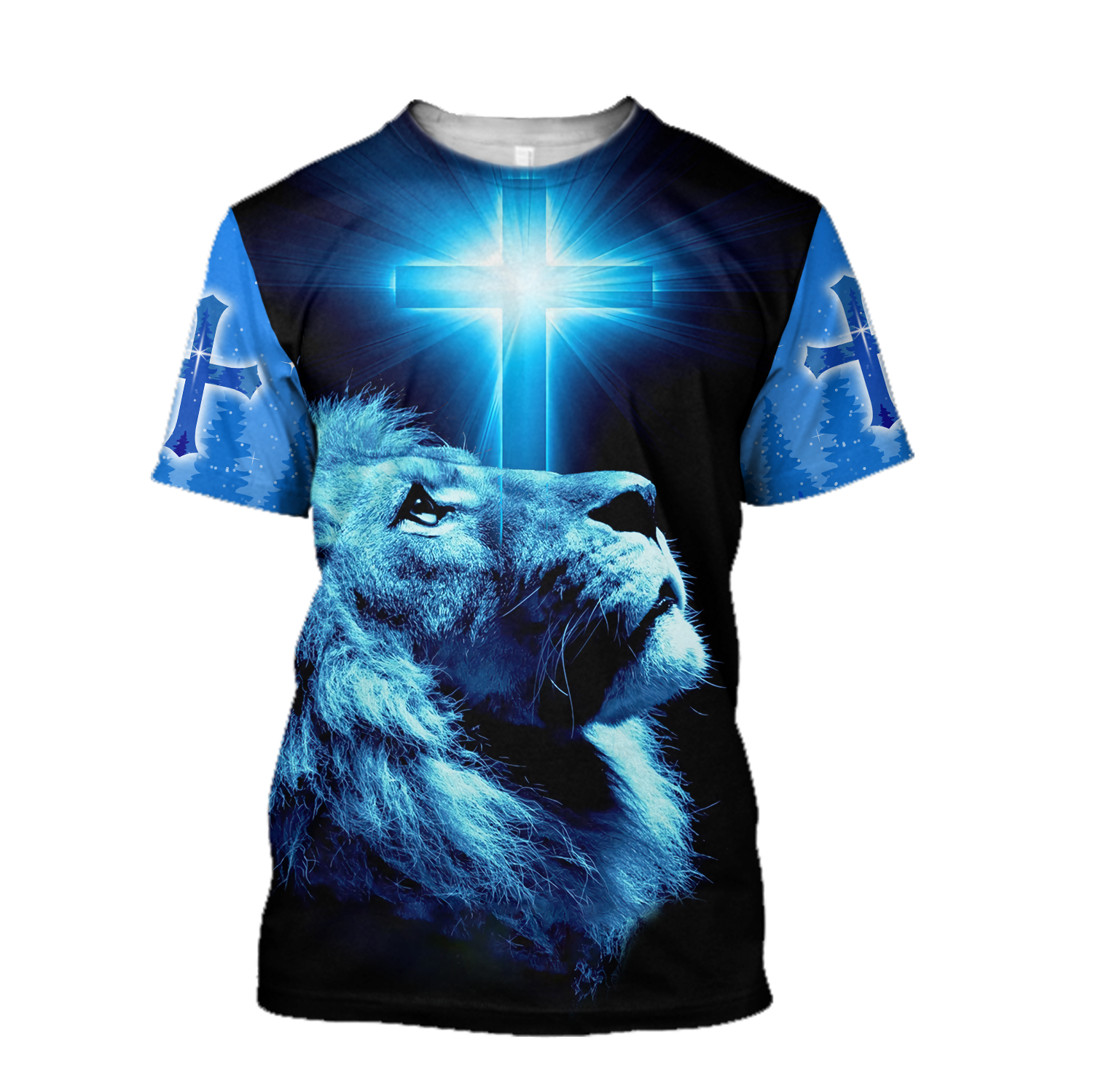 Way Maker Miracle Worker Promise Keeper Light In The Darkness Blue Lion All Over Printed Shirt - Amaze Style™-Apparel