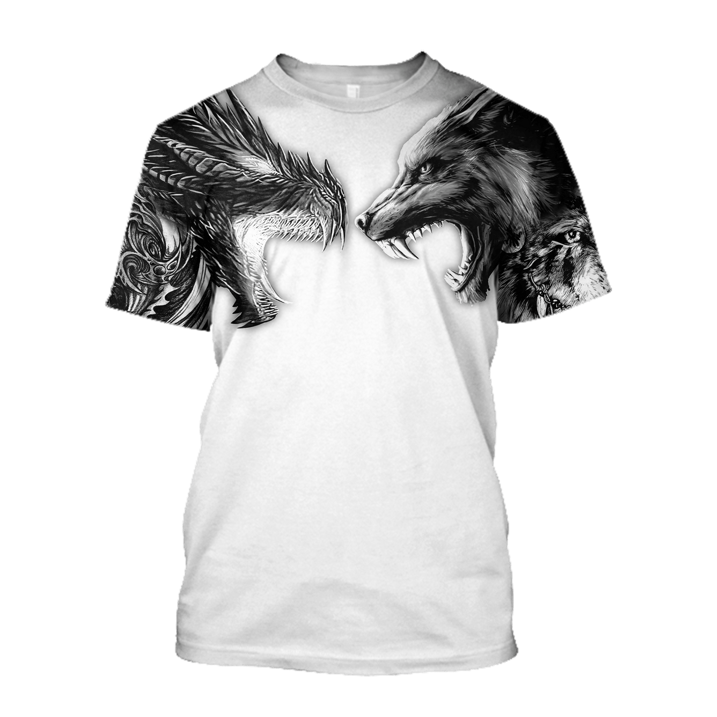 Tattoo Dragon And Wolf 3D Hoodie Shirt For Men And Women