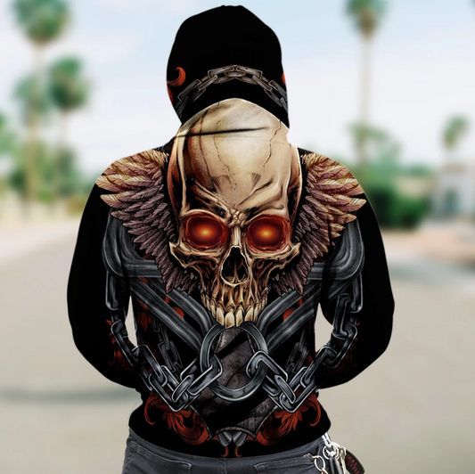 3D ZIP HOODIE_WINGED SKULL PL300 - Amaze Style™-Apparel