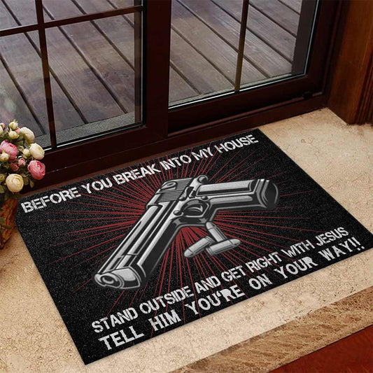 US Veteran Before You Break Into My House - Veteran Door Mat
