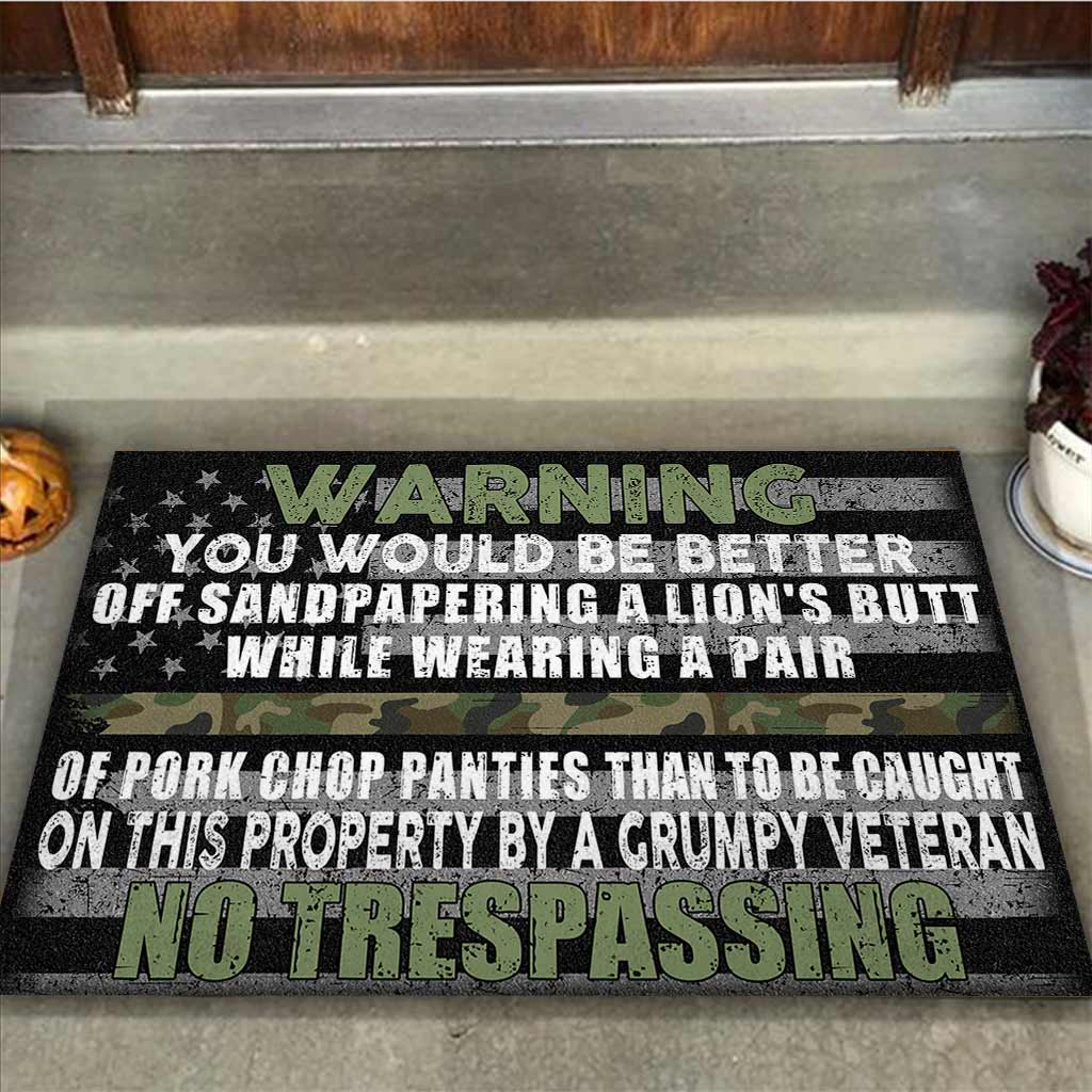 Warning - Grumpy Veteran Door Mat