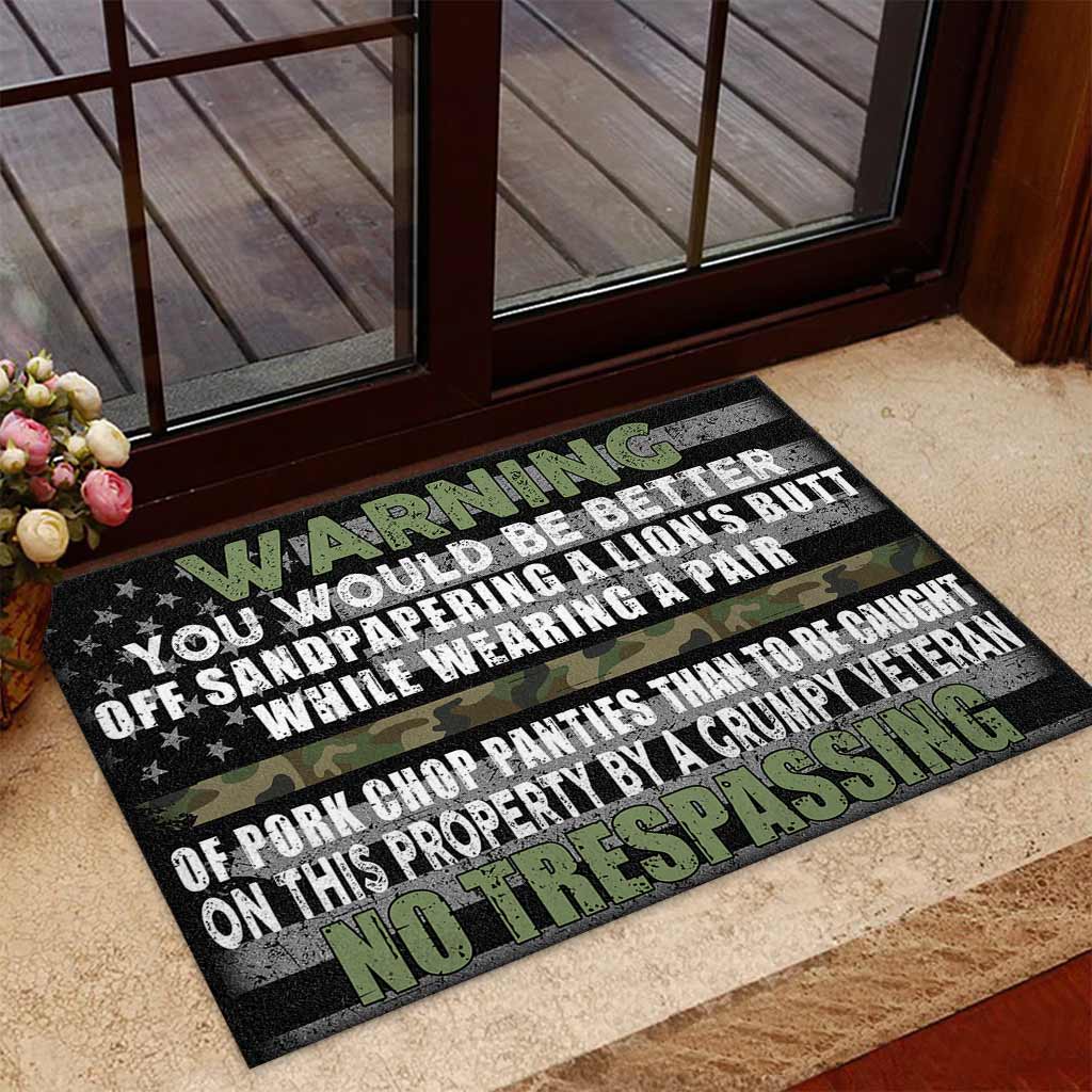 Warning - Grumpy Veteran Door Mat