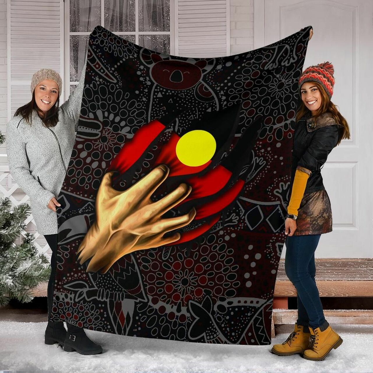 Aboriginal Flag Inside Aboriginal Art Blanket