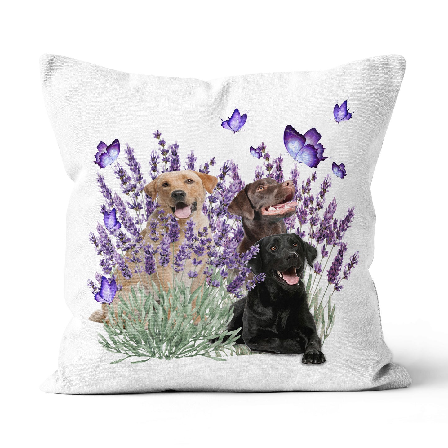 Home Decor Canvas Throw Pillow Purple Pillow Labrador And Flowers