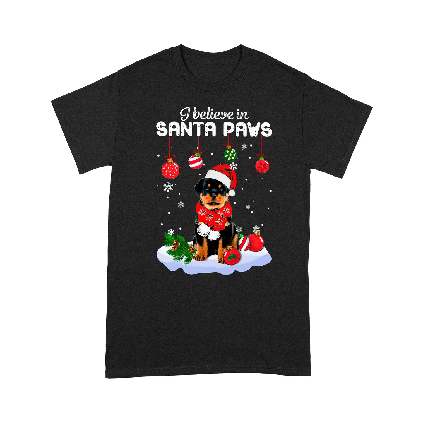 Dog Christmas I Believe In Santa Paws Standard T-shirt