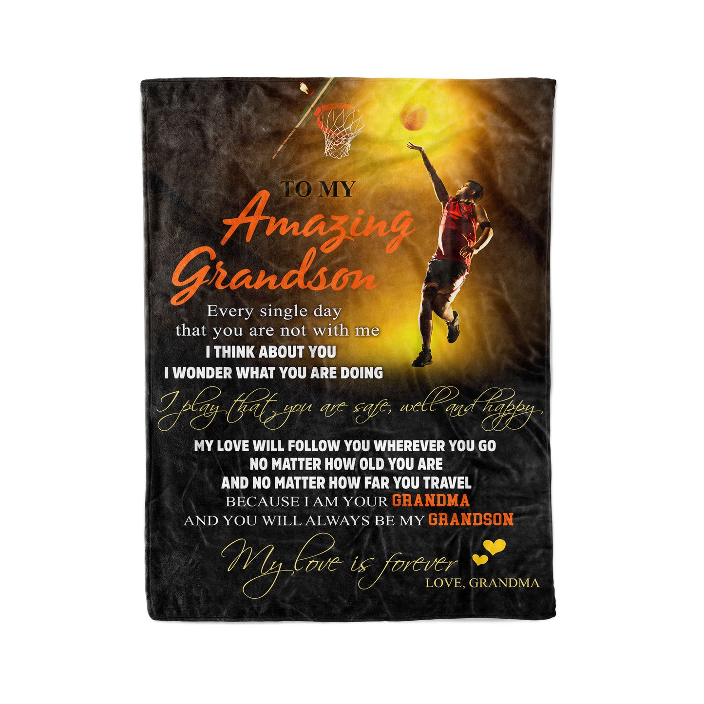 Basketball To My Amazing Grandson Fleece Blanket HG
