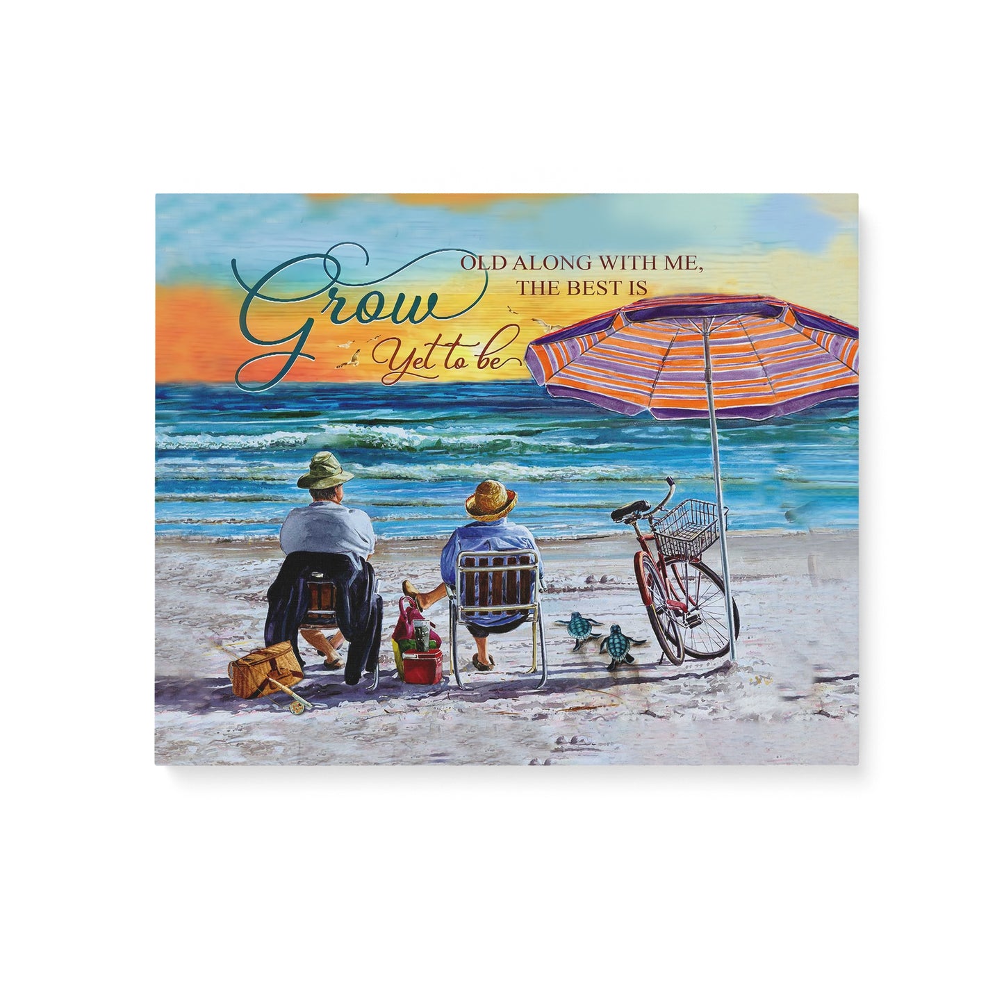 Canvas Wall Art Print Wall Decor - Beach- Turtle - Grow Along With Me The Best Is Yet To Be XT