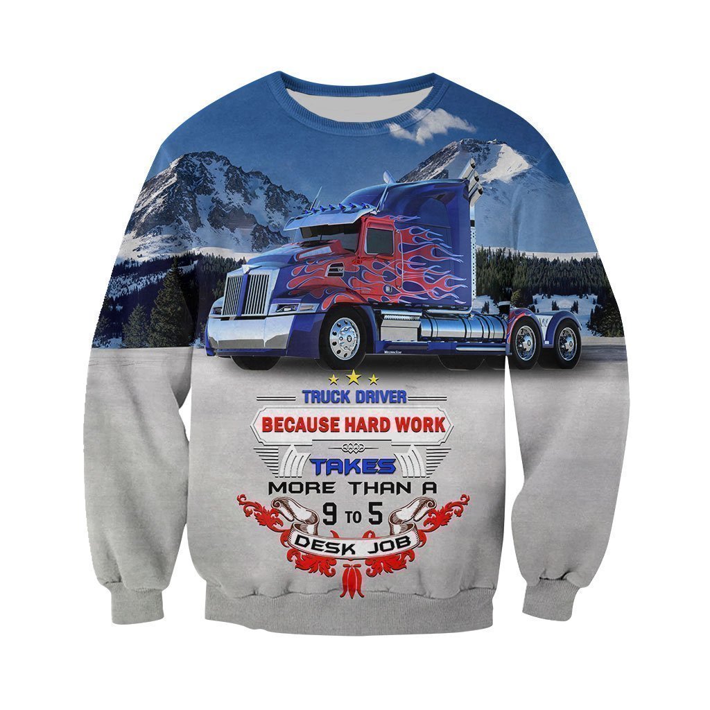 3D All Over Printed Truck Driver 9 to 5 Driver Shirts and Shorts-Apparel-6teenth World-Sweatshirt-S-Vibe Cosy™