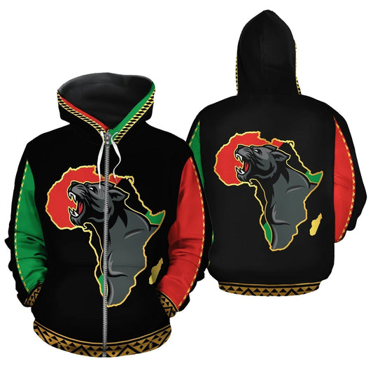 African Zip-Up Hoodie - Panther Africa 11 - Amaze Style™-ALL OVER PRINT ZIP HOODIES (A)