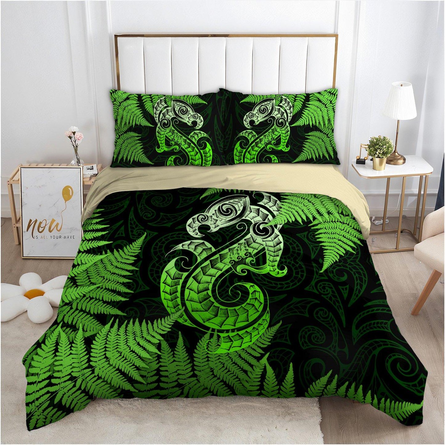 Aotearoa Manaia Silver Fern New Zealand 3D All Over Printed Bedding Set