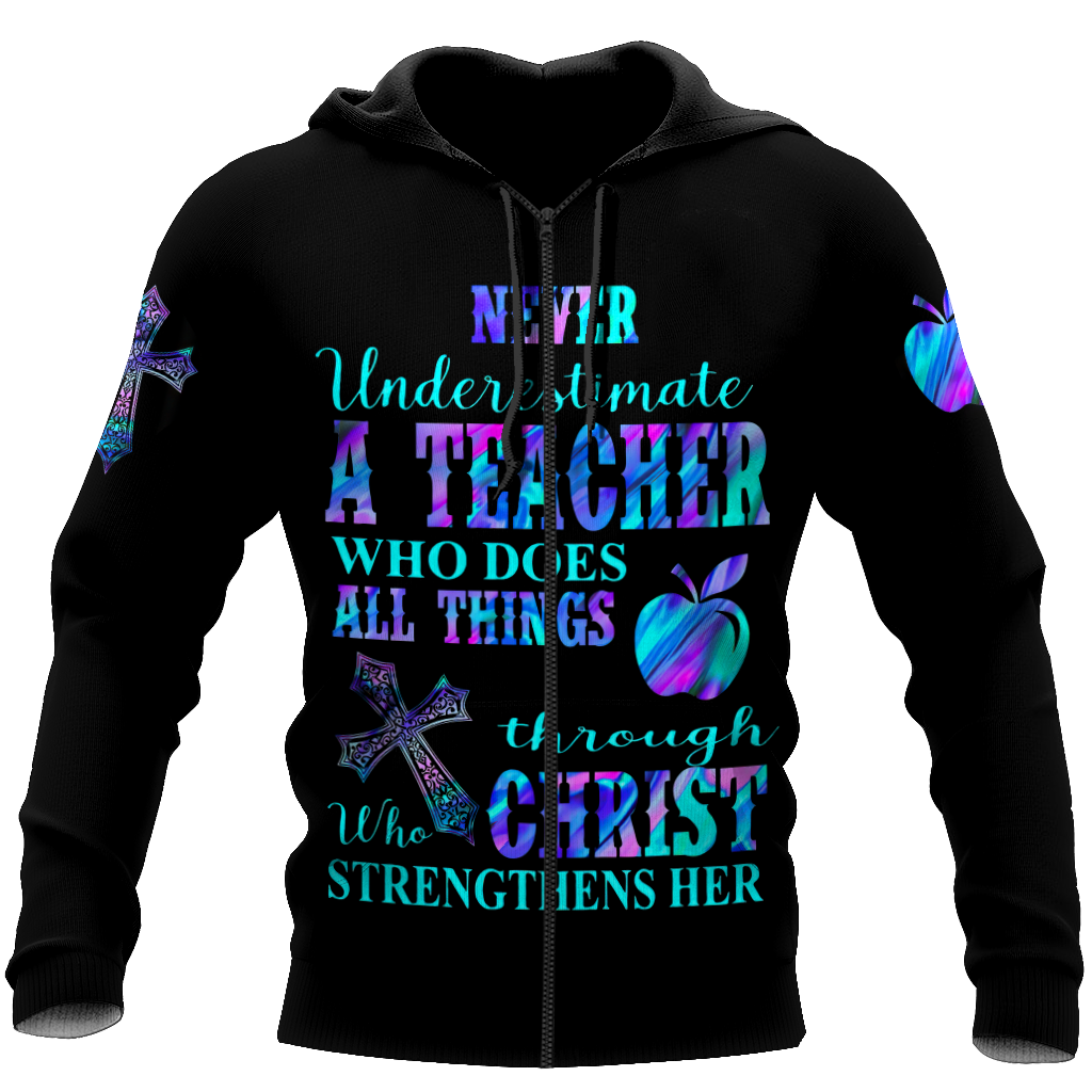 Teacher - Never Undersetimate A Teacher Hoodie 3D All Over Printed Shirts HHT2008201-LAM