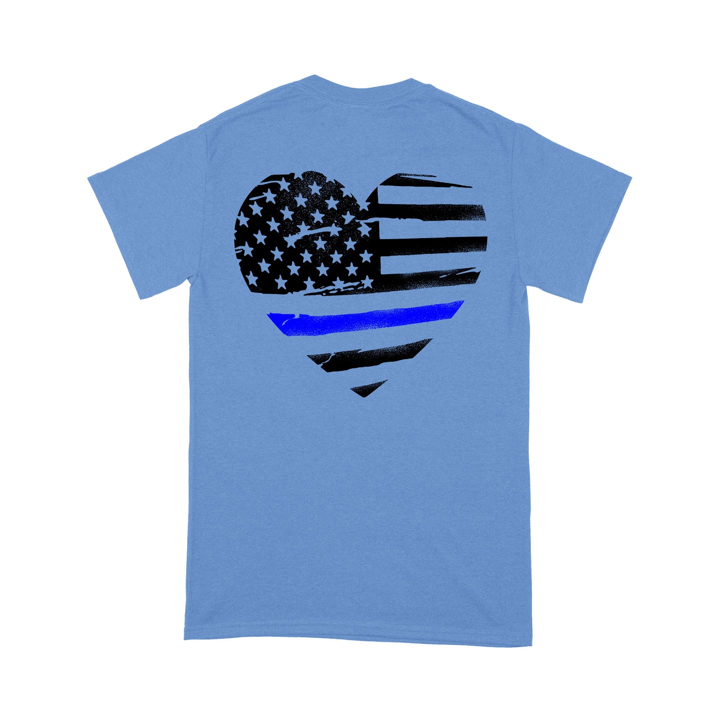 Thin Blue Line Heart Back And Front Standard T-Shirt Police Tee