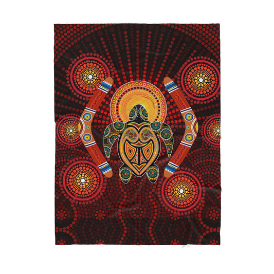 Aboriginal Australian Pattern Boomerangs Turtle Sherpa Blanket HC