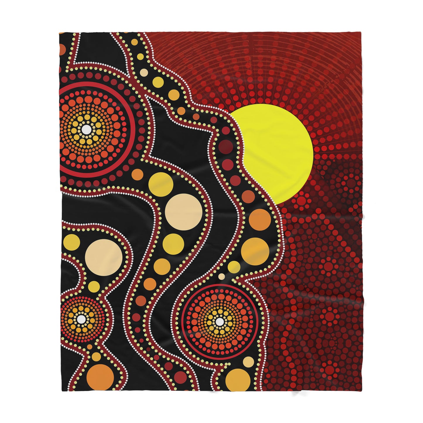 Australian Pattern Aboriginal Indigenous Flag Circle Dot Sun Sherpa Blanket HC