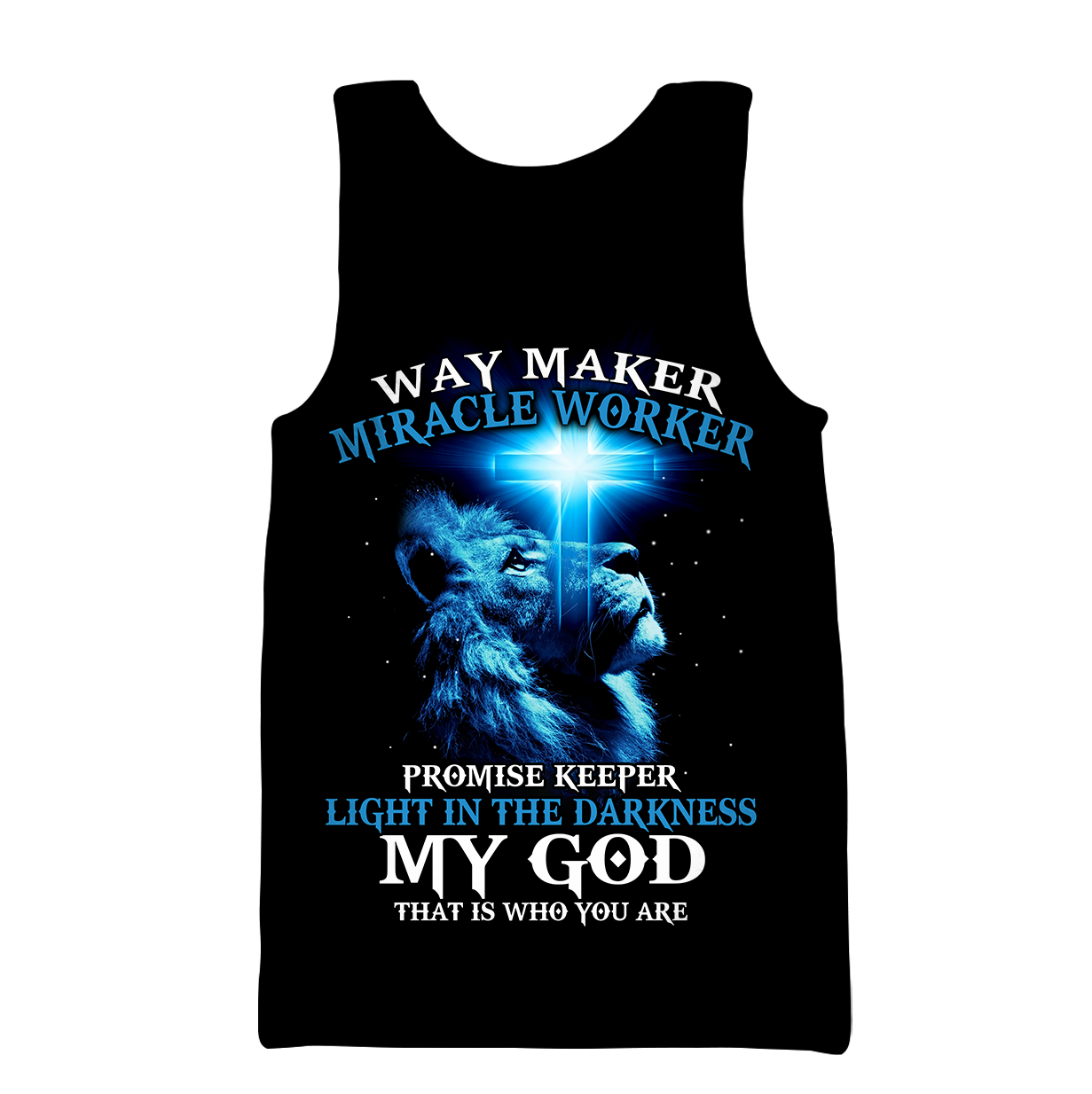 Way Maker Miracle Worker Promise Keeper Light In The Darkness Blue Lion All Over Printed Shirt - Amaze Style™-Apparel