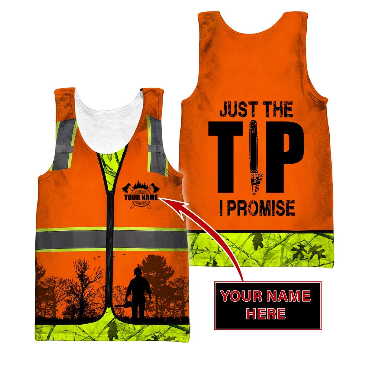 3D Chainsaw Logger Custom Name Unisex Shirts