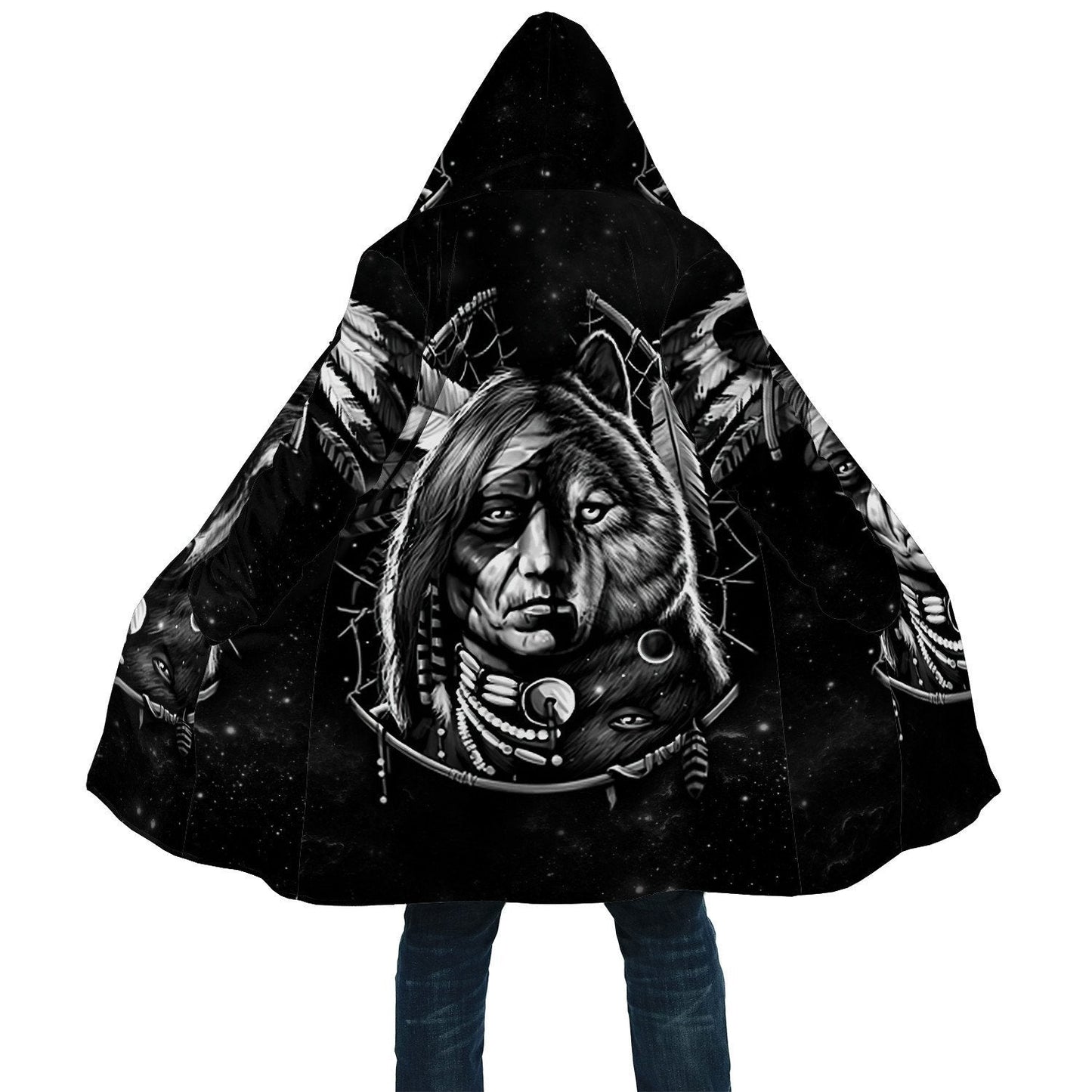 Wolf Native American 3D All Over Printed Unisex Zip Cloak