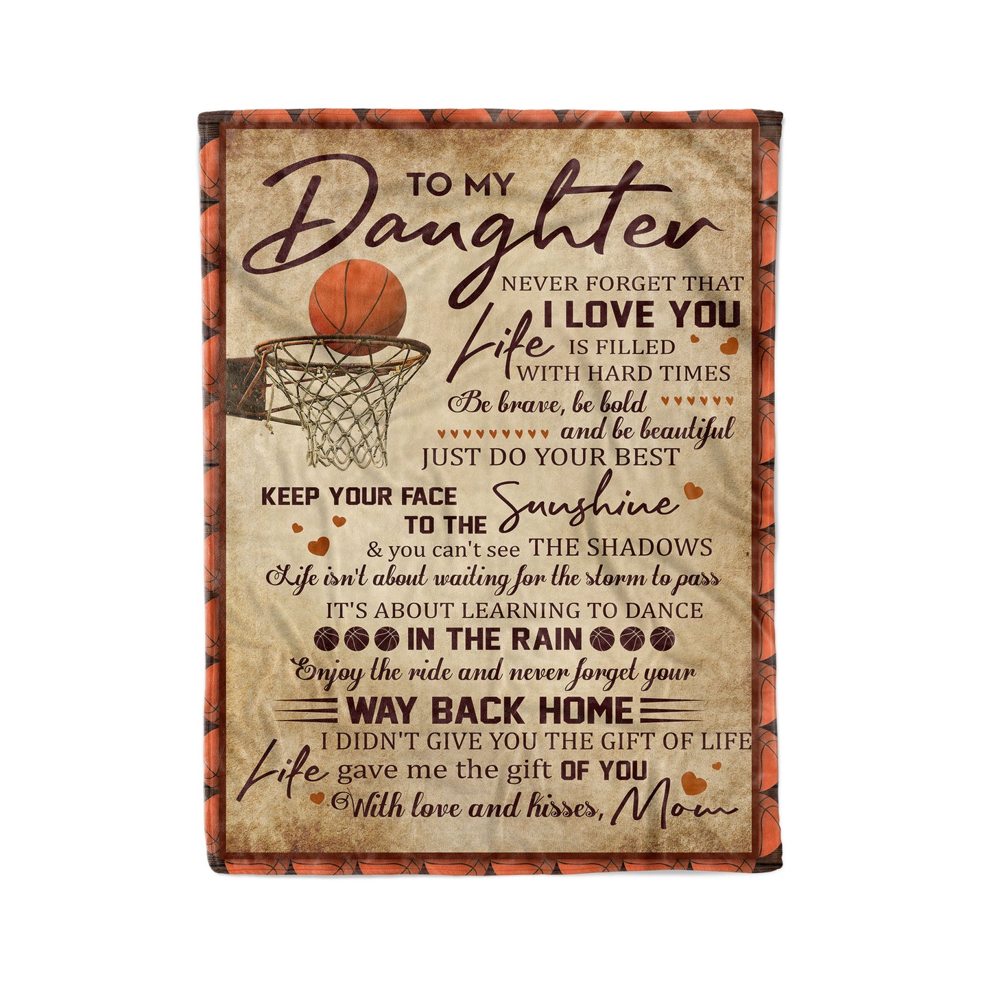 Basketball To My Daughter Fleece Blanket HG