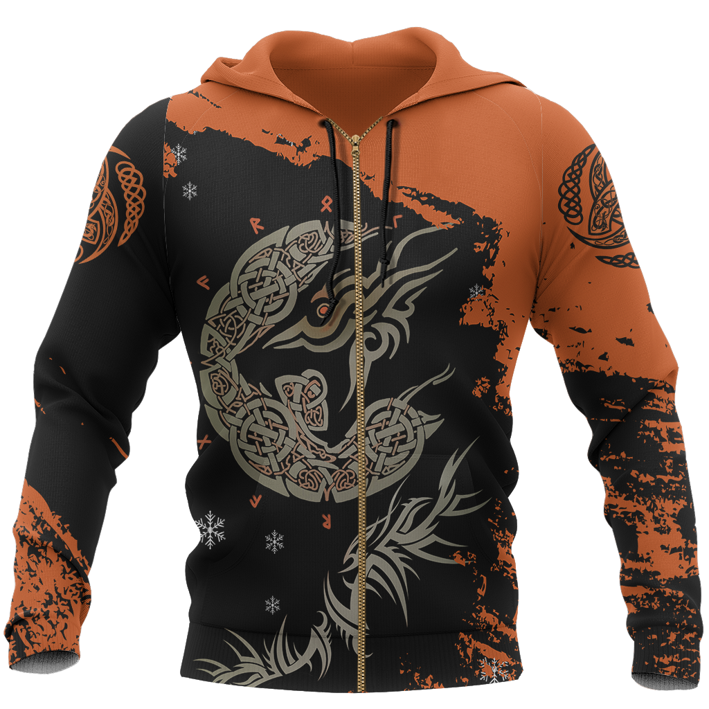 Viking Fenrir Wolf On Fire Pullover - Amaze Style™-Apparel