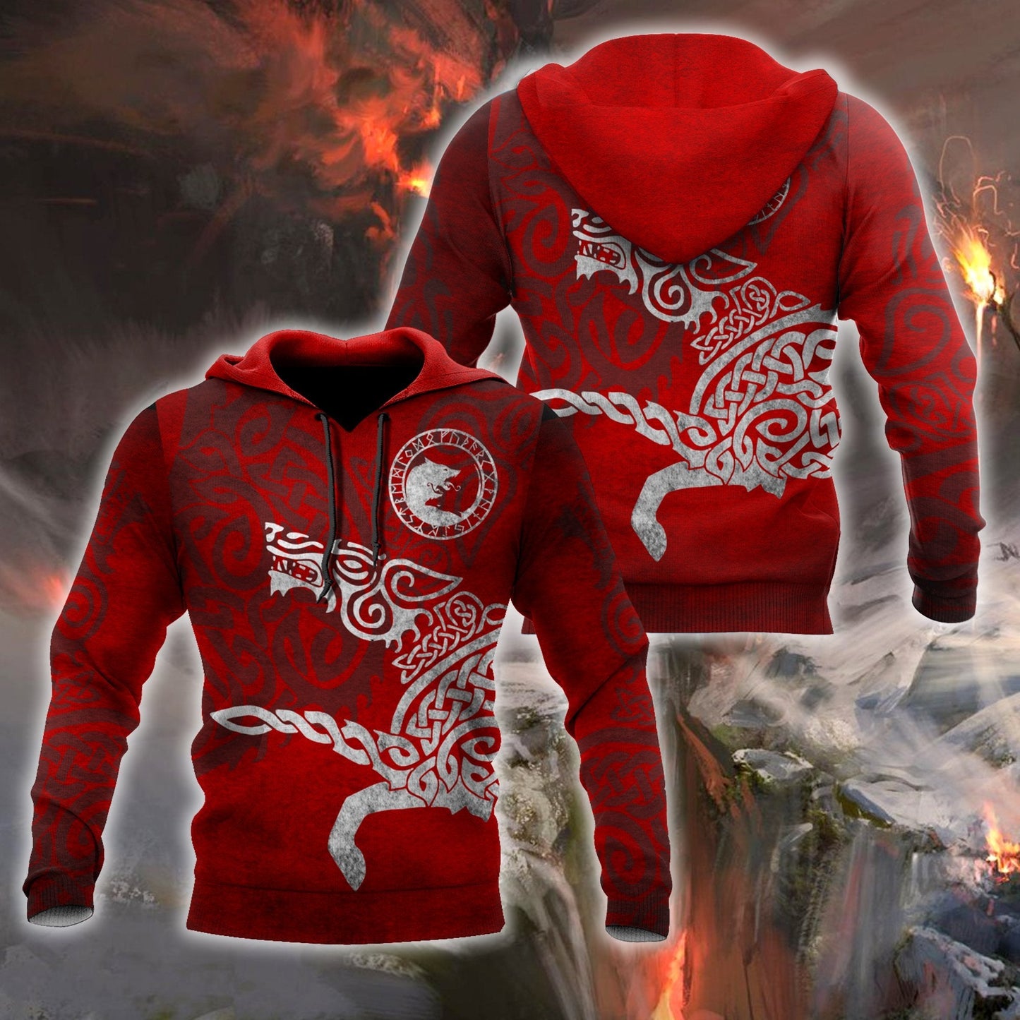 Tatoo Wolf R-W Over Printed Hoodie