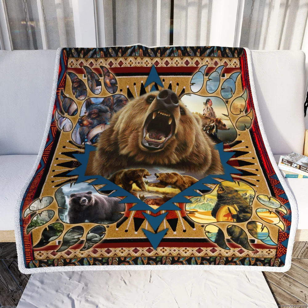 Bear Native American Bearpaw Blanket