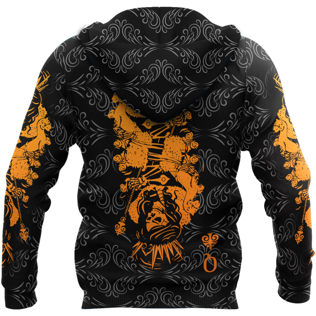 3D Queen Spade Skull Poker Over Printed Hoodie