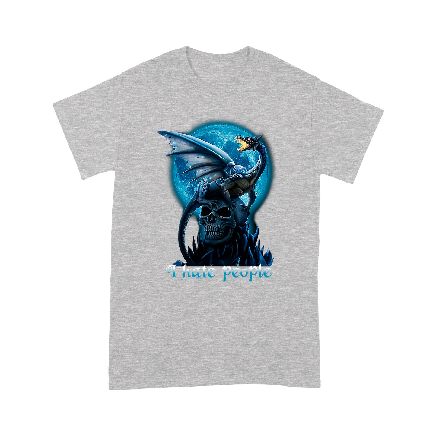 Blue Dragon Skull T-shirt I Hate People MEI