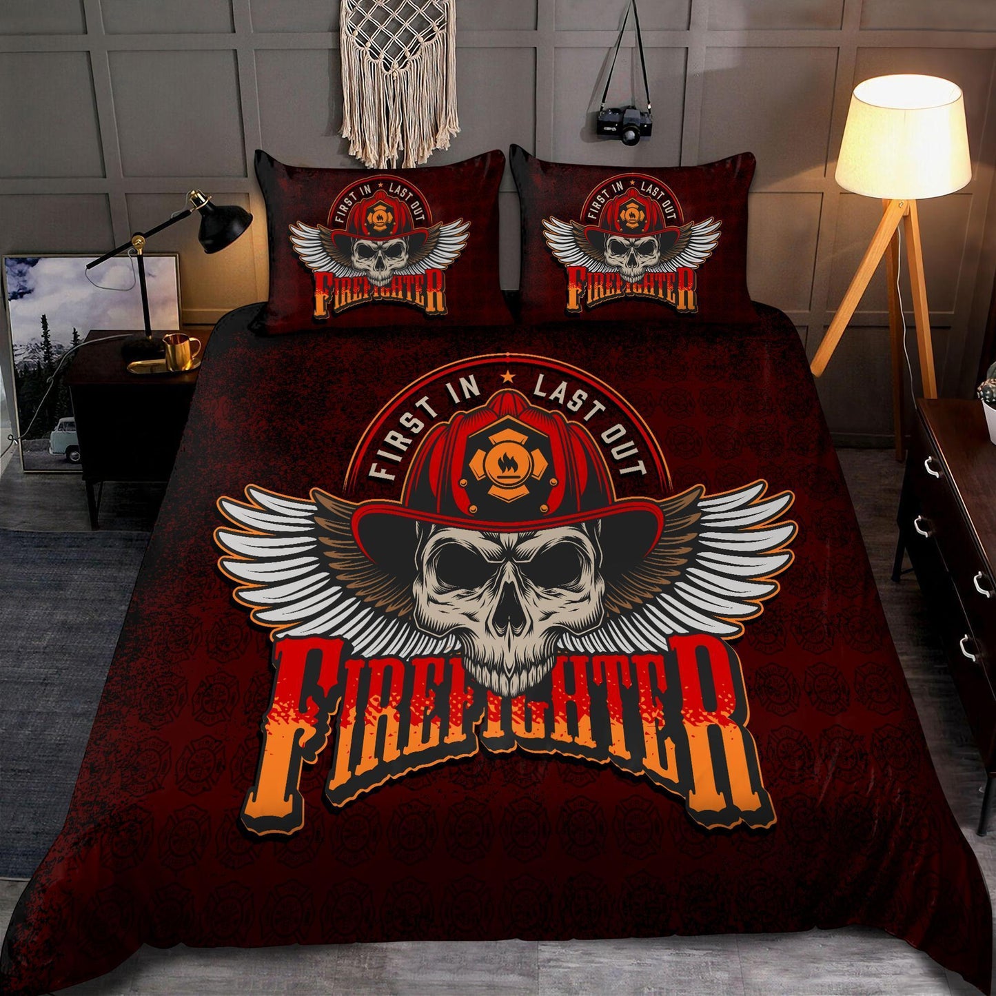 Cool Skull Firefighter Bedding Set