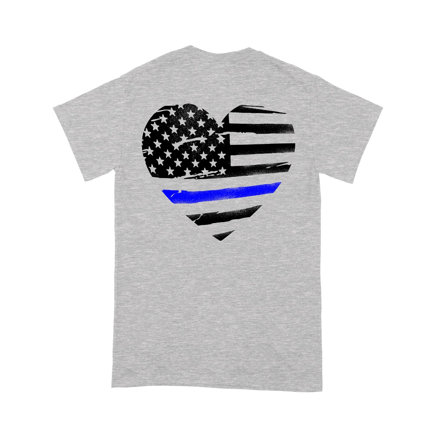 Thin Blue Line Heart Back And Front Standard T-Shirt Police Tee