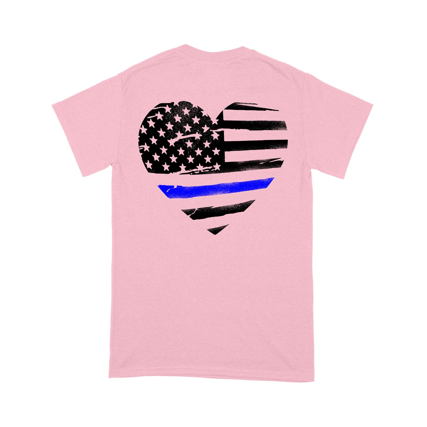 Thin Blue Line Heart Back And Front Standard T-Shirt Police Tee